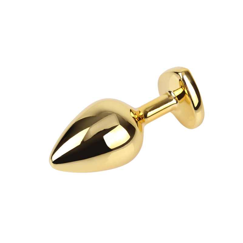 Анальная пробка металлическая со стразой размер М Clear Heart Gem Plug M