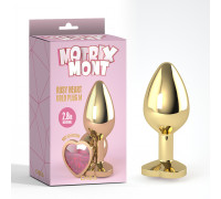 Анальная пробка металлическая со стразой размер М MATRIX MONT Rosy Heart Gem Plug M