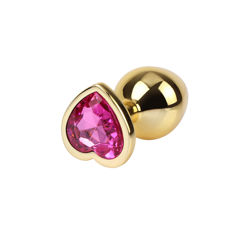 Анальная пробка металлическая со стразой размер М MATRIX MONT Rosy Heart Gem Plug M