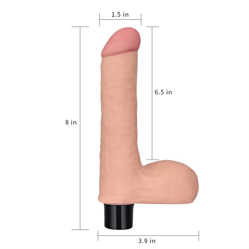 Реалистичный вибратор с мошонкой из кибер кожи LoveToy 8 REAL SOFTEE Vibrating Dildo, 20,3 см