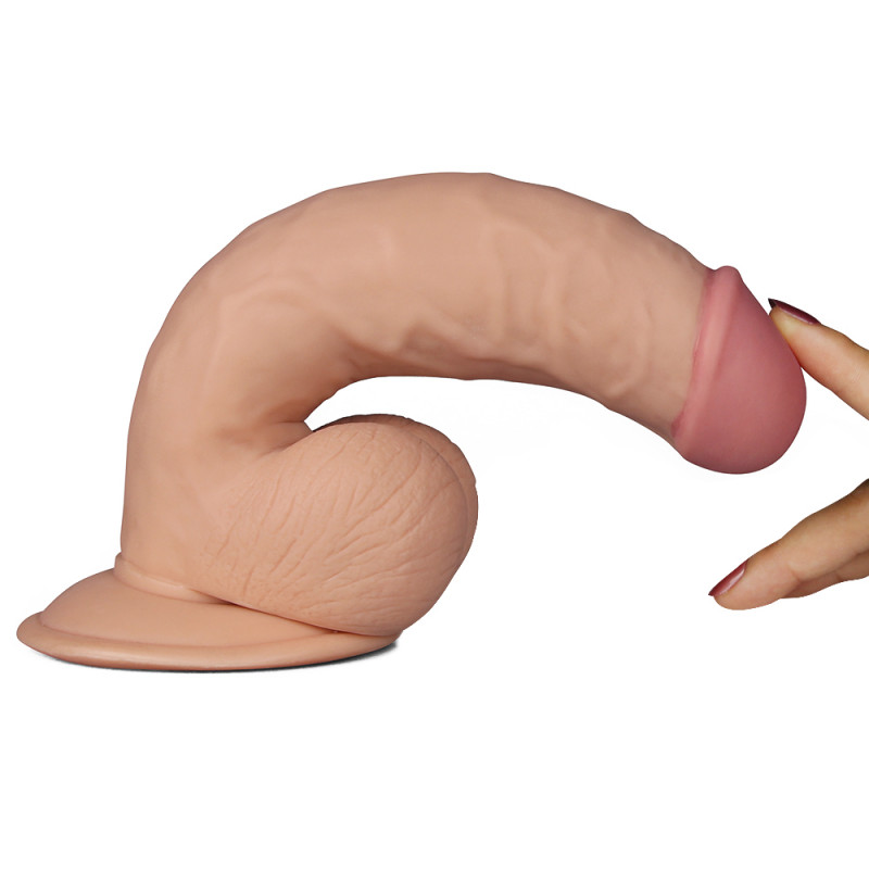 Реалистичный вибратор из кибер-кожи LoveToy 8.5 The Ultra Soft Dude Vibrating, 20 см
