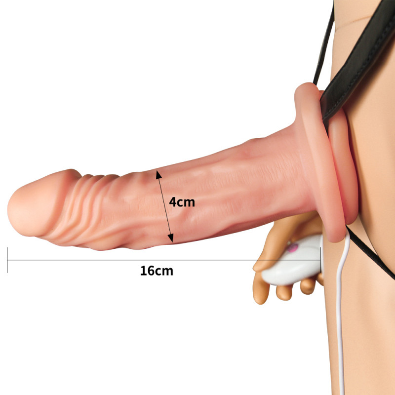 Фаллопротез с вибрацией LoveToy Vibrating Unisex Hollow Strap On, 19 см
