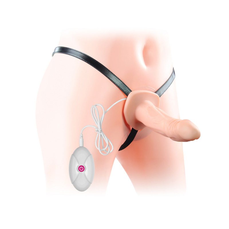 Фаллопротез с вибрацией LoveToy Vibrating Unisex Hollow Strap On, 19 см