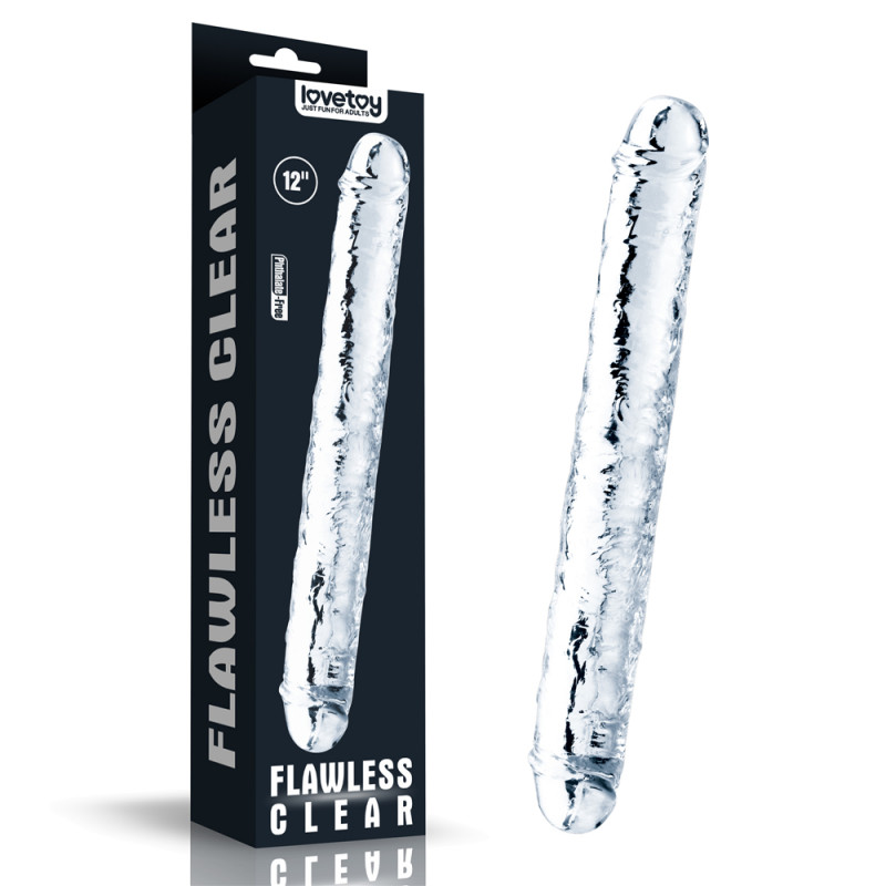 Двухсторонний прозрачный фаллоимитатор LoveToy Flawless Clear Double dildo 12''