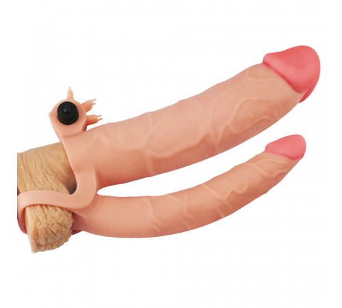 Вибро-насадка для двойного проникновения LoveToy Add 3" Pleasure X Tender Vibrating Double Penis Sleeve