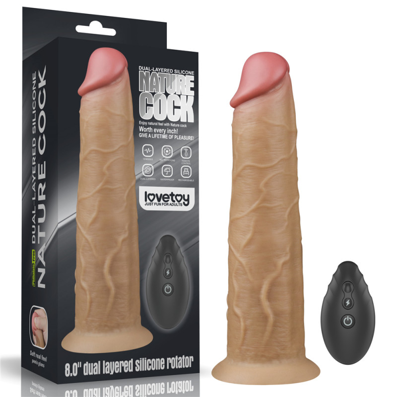 Фаллоимитатор-ротатор LoveToy 8.0'' Dual Layered Platinum Silicone Rotator