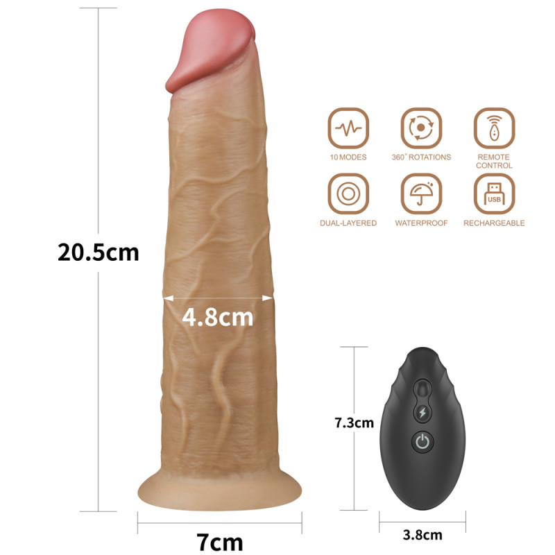 Фаллоимитатор-ротатор LoveToy 8.0'' Dual Layered Platinum Silicone Rotator