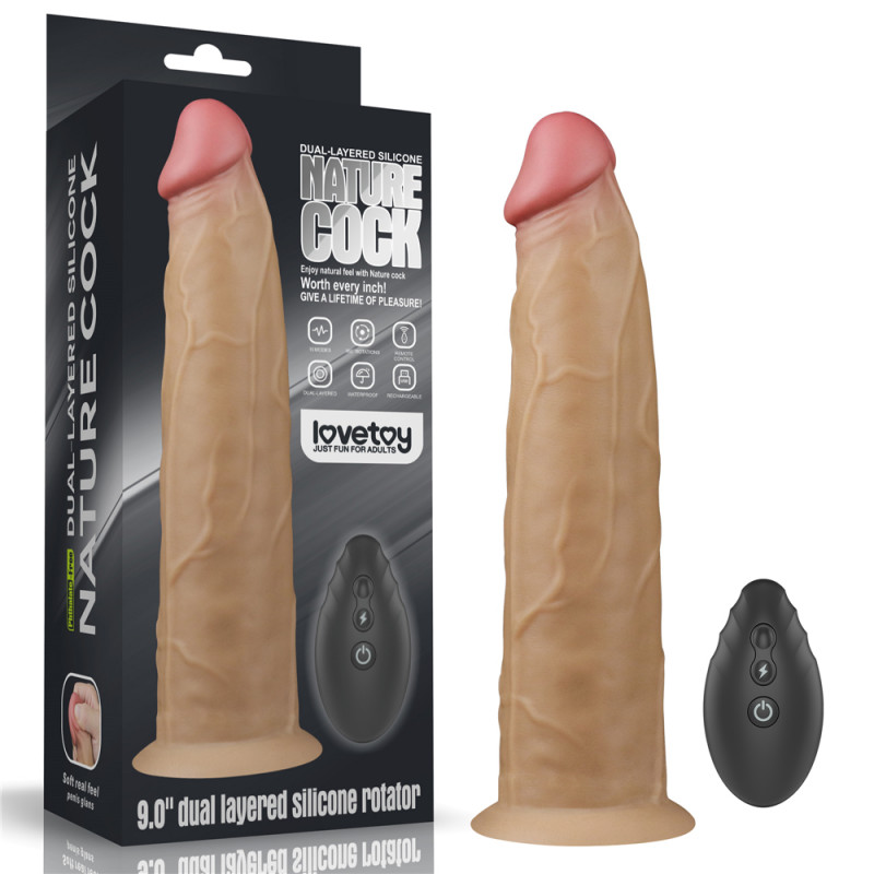 Фаллоимитатор-ротатор LoveToy 9.0'' Dual Layered Platinum Silicone Rotator