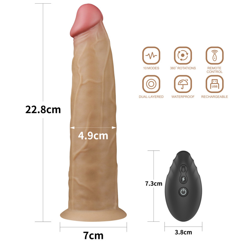 Фаллоимитатор-ротатор LoveToy 9.0'' Dual Layered Platinum Silicone Rotator