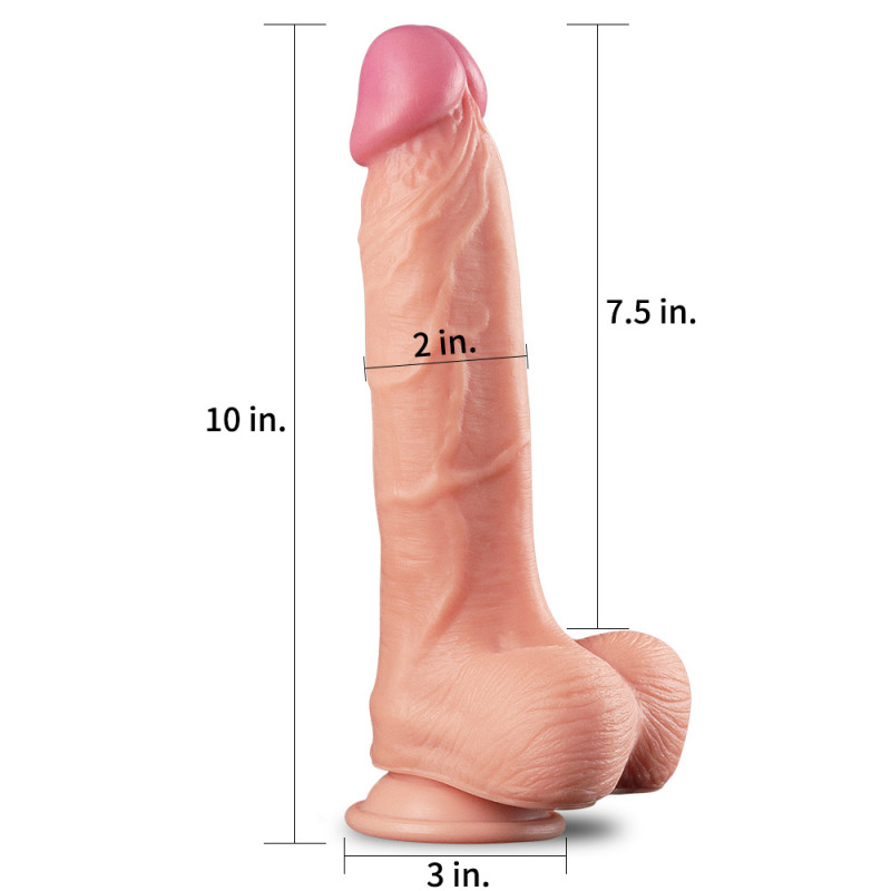 Фаллоимитатор гигант LoveToy 10" Dual Layer Platinum Silicone Cock