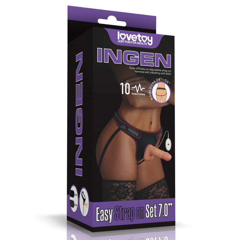 Реалистичный вибро-страпон с трусиками LoveToy Vibrating Easy Strapon Set 7.0, 13 см