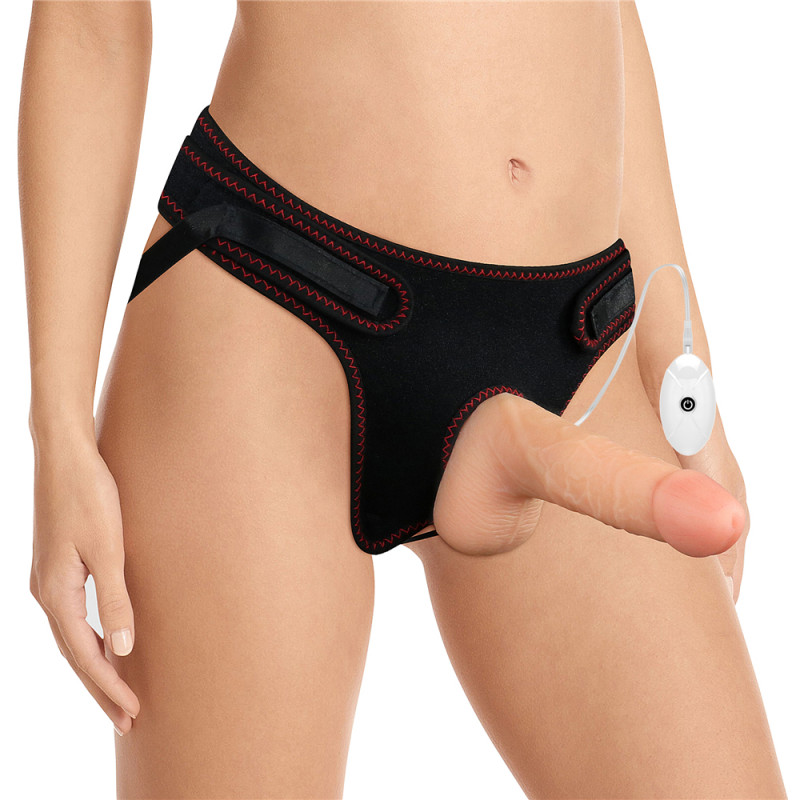 Реалистичный вибро-страпон с трусиками LoveToy Vibrating Easy Strapon Set 7.0, 13 см
