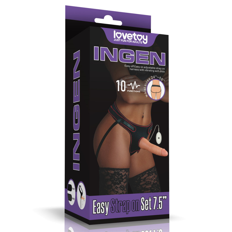 Реалистичный вибро-страпон с трусиками LoveToy Vibrating Easy Strapon Set 7.5, 17,5 см