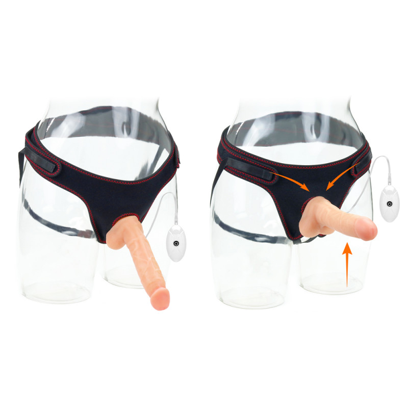 Реалистичный вибро-страпон с трусиками LoveToy Vibrating Easy Strapon Set 7.5, 15,5 см
