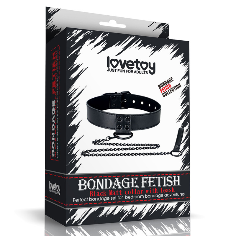 Ошейник с поводком LoveToy Bondage Fetish Black Matt Collar With Leash