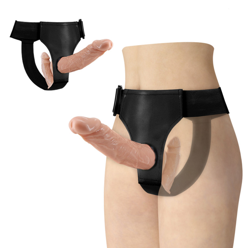 Страпон с 2 насадками Ultra Harness Double, 18 см