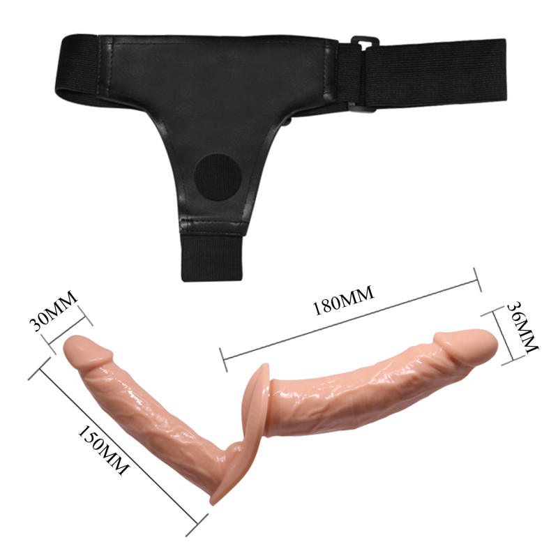 Страпон с 2 насадками Ultra Harness Double, 18 см