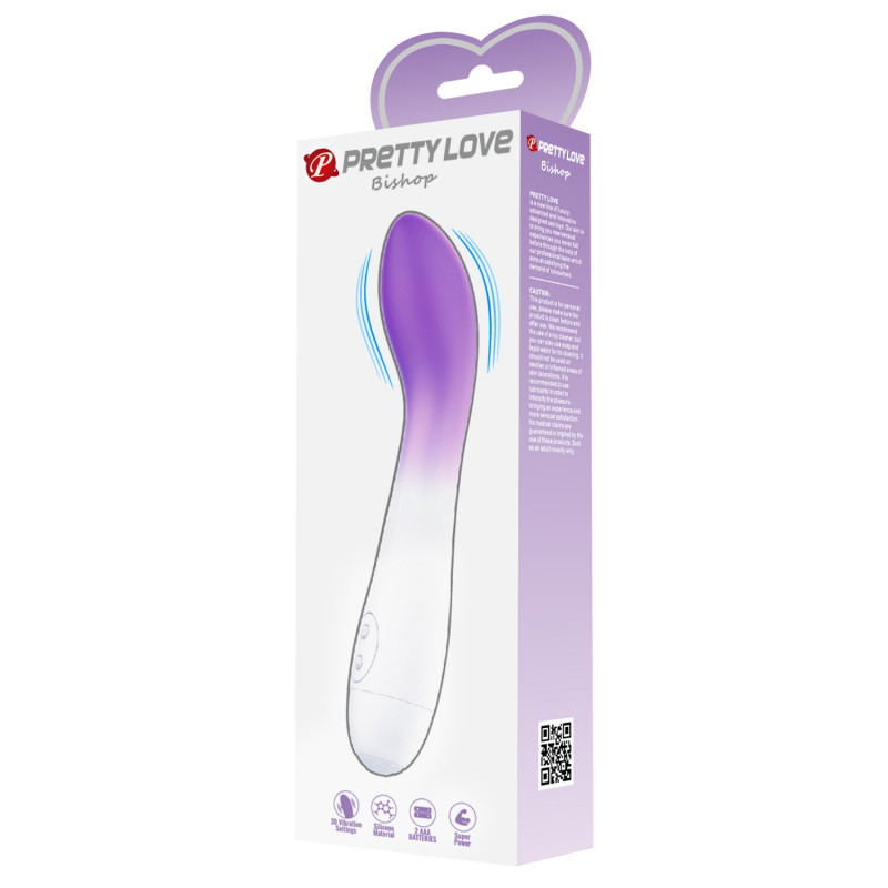 Бархатистый вибратор Bishop Purple White, 30 режимов