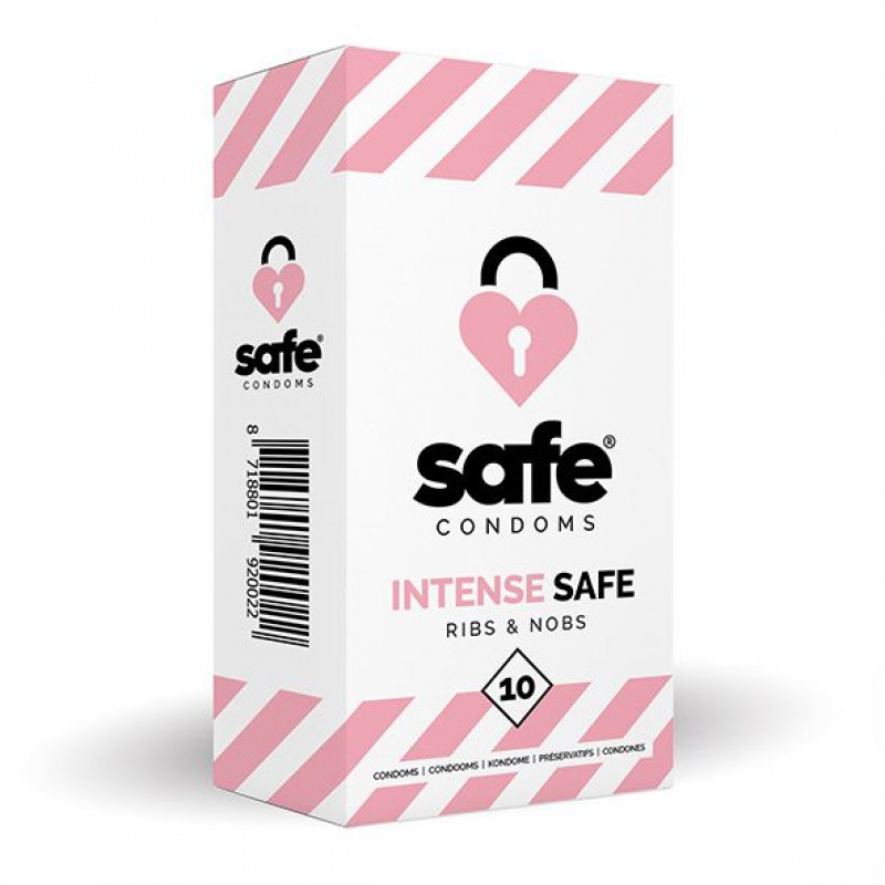 Презервативы точки и ребра SAFE - Condoms Intense Safe Ribs & Nobs, 10 шт