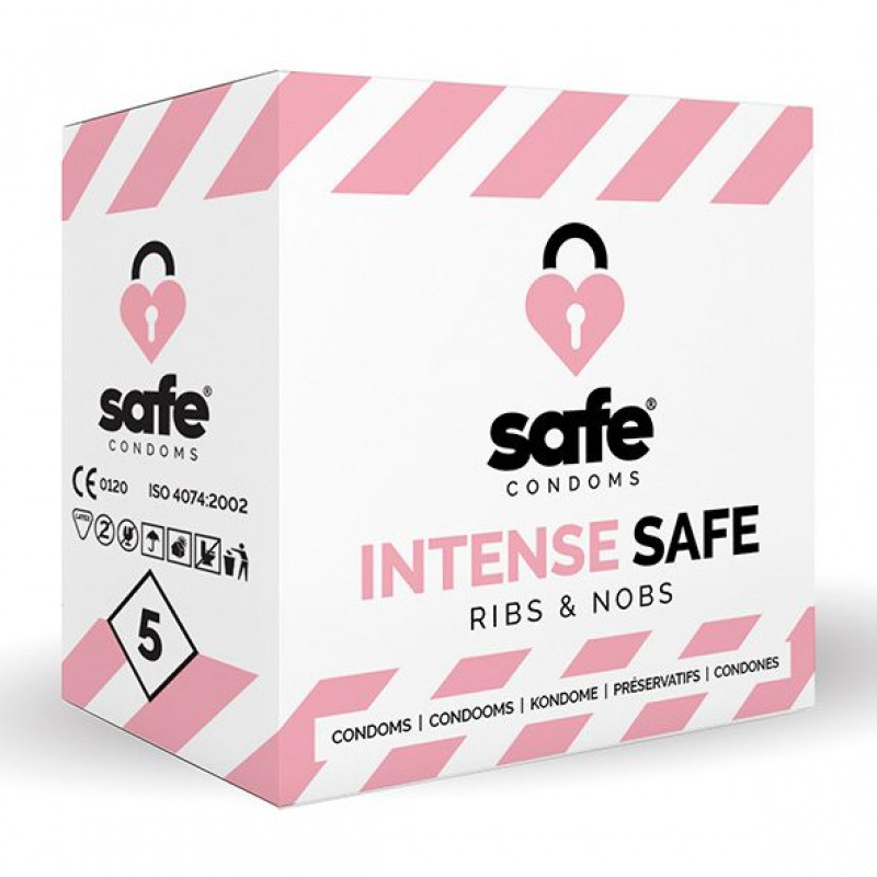 Презервативы точки и ребра SAFE - Condoms Intense Safe Ribs & Nobs 52 мм, 5 шт