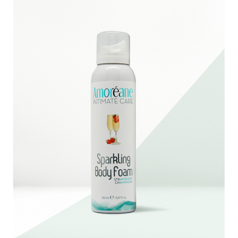 Массажная пенка с ароматом клубничное шампанское Amorea Sparkling Body Foam Strawberry Champagne, 150 мл