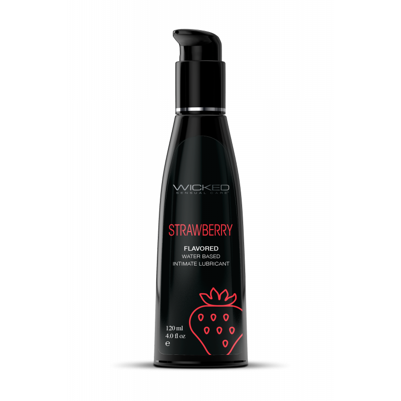 Гель-смазка на водной основе со вкусом клубники WICKED AQUA STRAWBERRY FLAVORED LUBRICANT, 120 мл