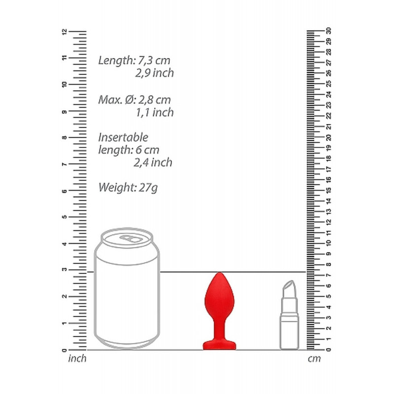 Анальная пробка силиконовая Diamond Heart Butt Plug - Regular - Red