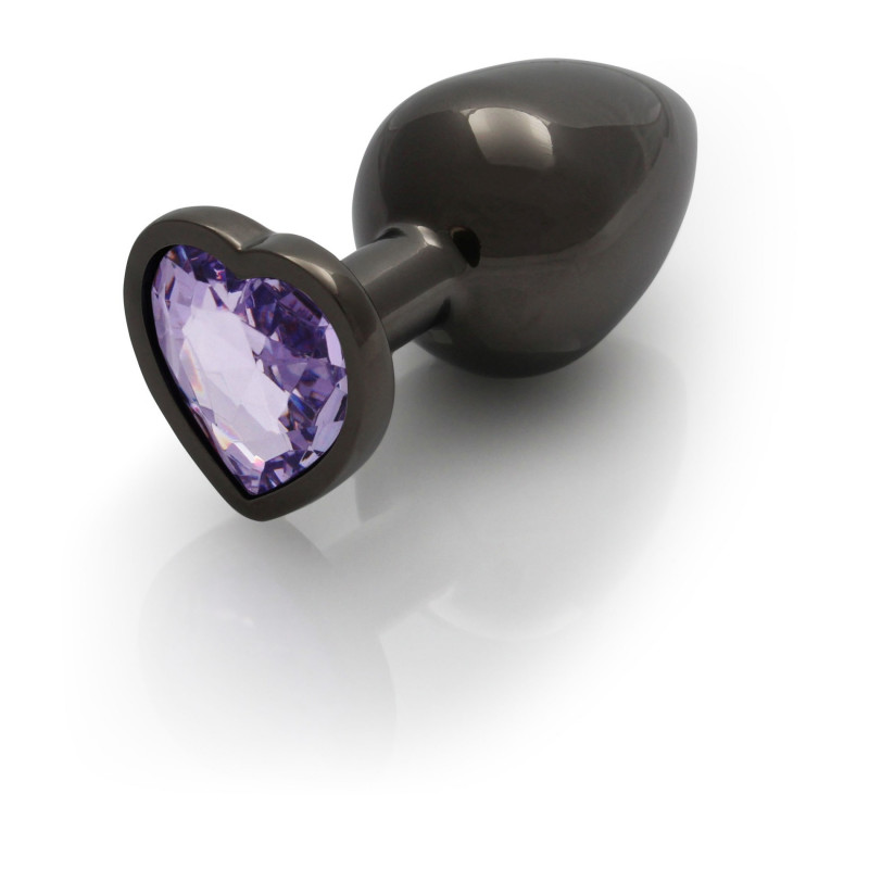 Анальная пробка металлическая размер L Heart Gem Butt Plug Black