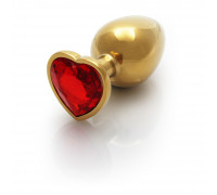 Анальная пробка металлическая размер L Heart Gem Butt Plug Gold