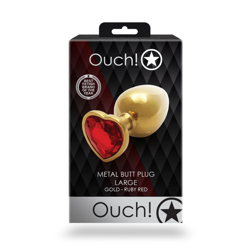 Анальная пробка металлическая размер L Heart Gem Butt Plug Gold