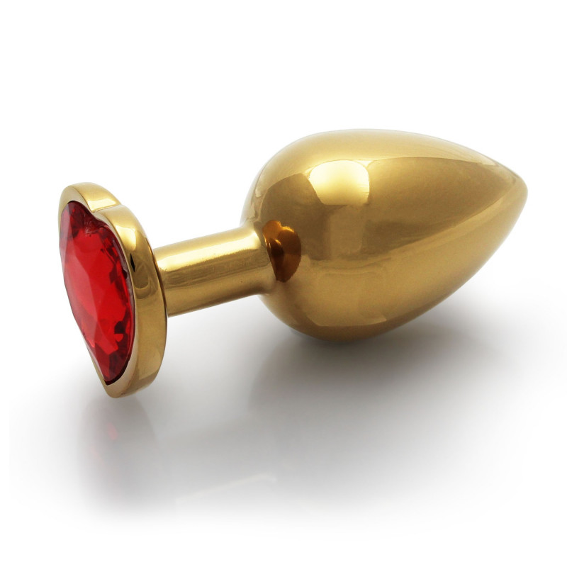 Анальная пробка металлическая размер L Heart Gem Butt Plug Gold