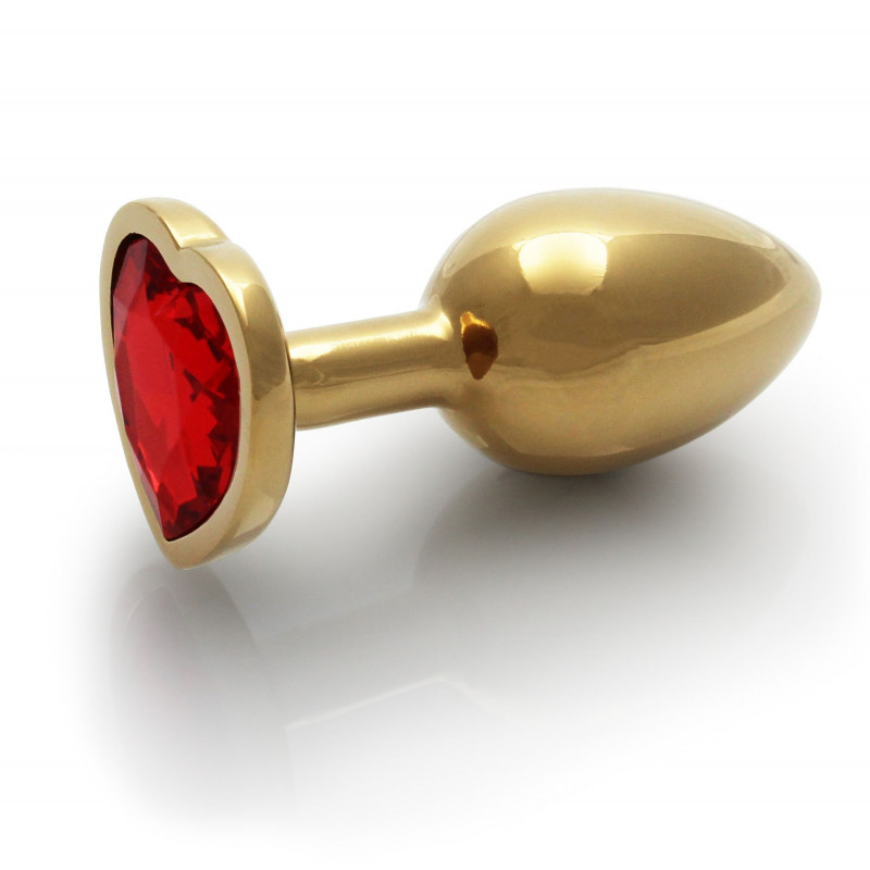 Анальная пробка металлическая размер S Heart Gem Butt Plug - Small Gold