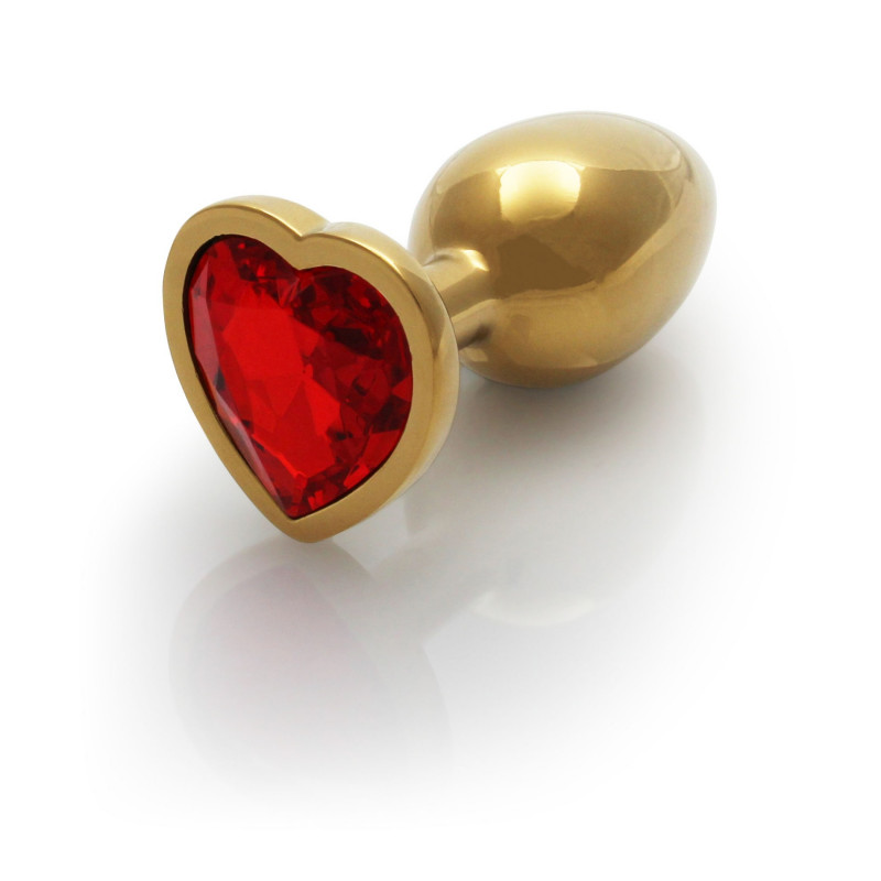 Анальная пробка металлическая размер S Heart Gem Butt Plug - Small Gold