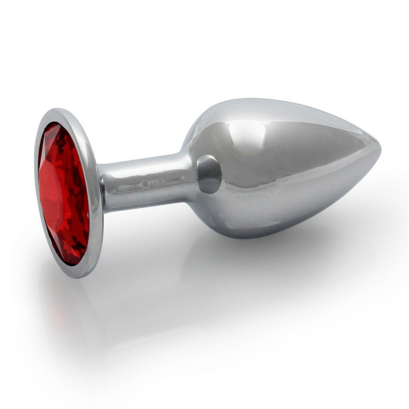 Анальная пробка металлическая размер S Heart Gem Red Butt Plug - Small
