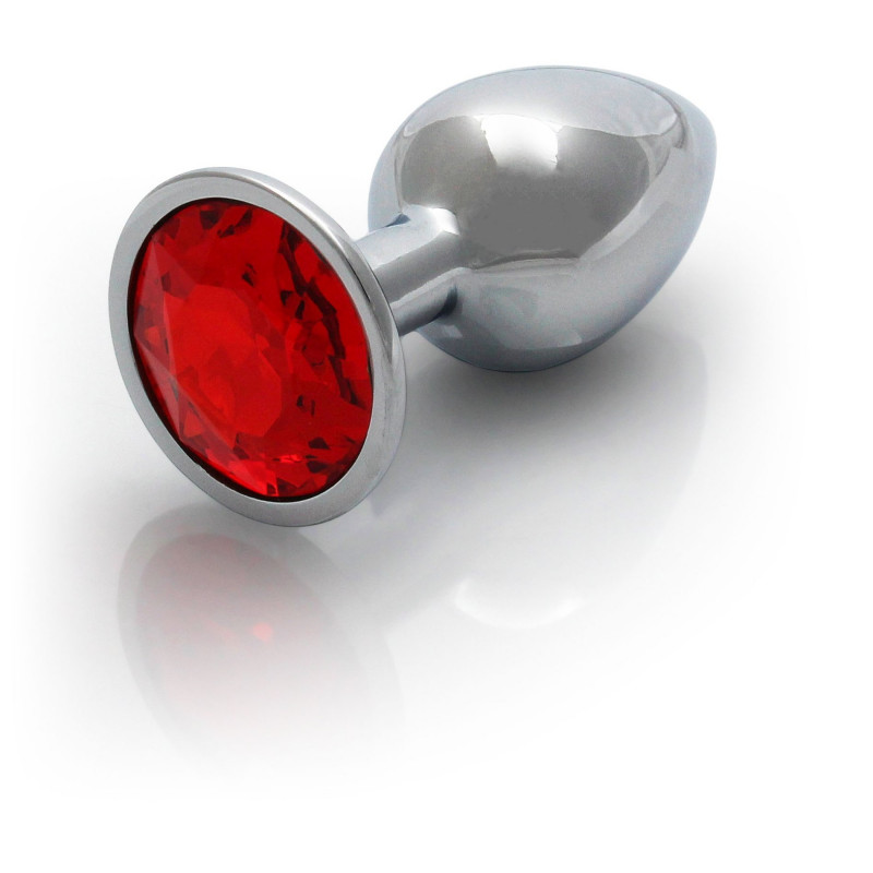 Анальная пробка металлическая размер S Heart Gem Red Butt Plug - Small