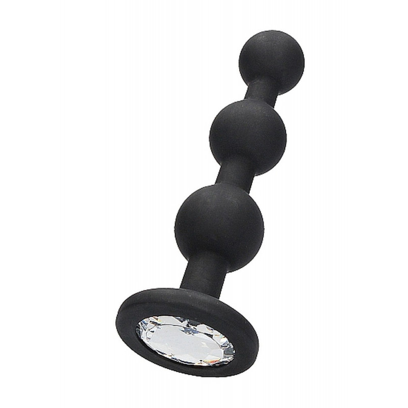 Силиконовая анальная пробка с бусинами Silicone Beaded Diamond Butt Plug - Black