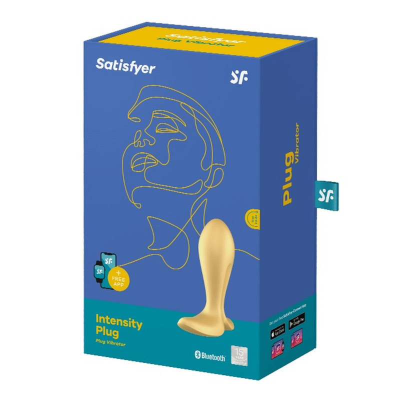 Анальная пробка с вибрацией управление со смартфона, желтая Satisfyer Intensity Plug gold