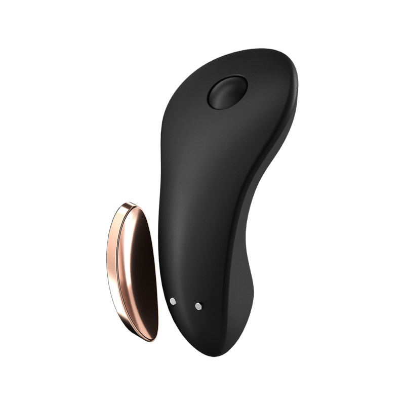 Вибро-вкладка в трусики управление со смартфона + пуль ДУ, черный Satisfyer Little Secret Black