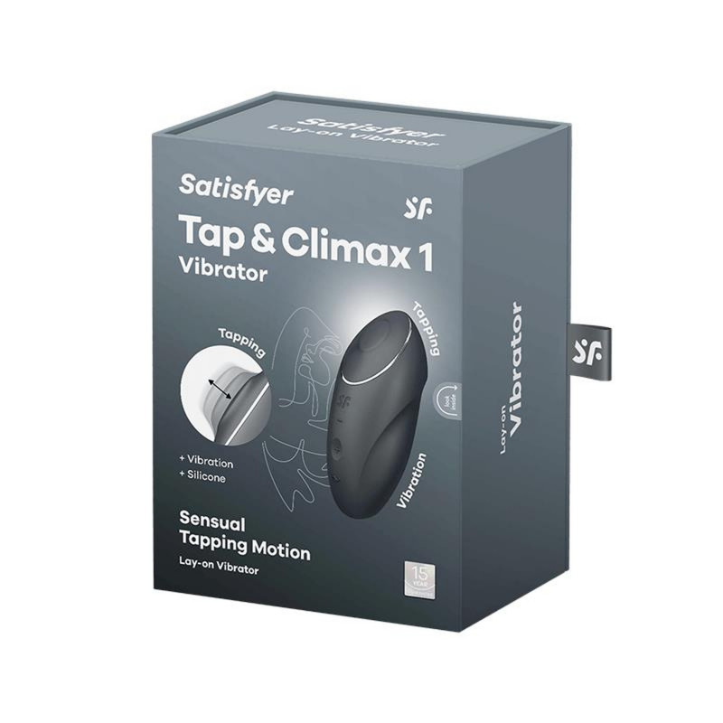 Вибратор для сильной стимуляции клитора с клипсой Satisfyer Tap & Climax 1 grey