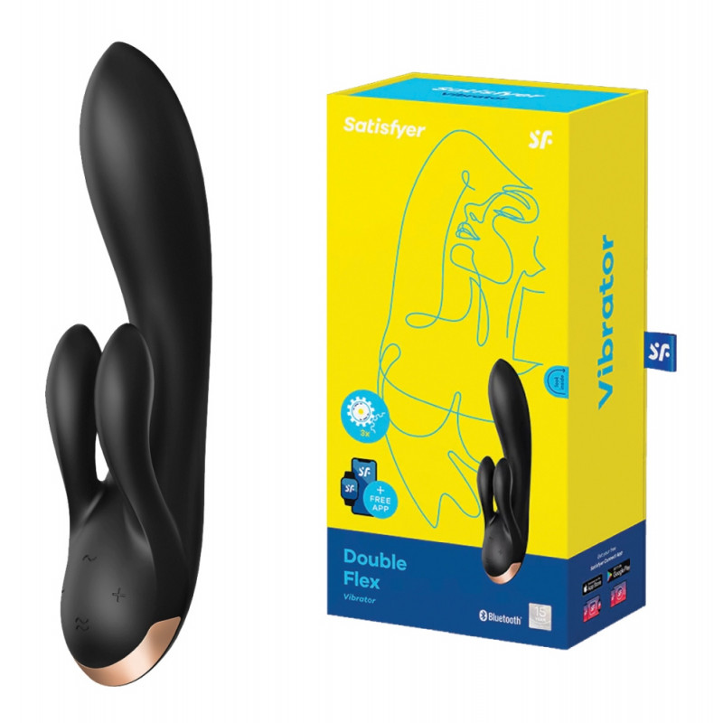 Вибратор для стимуляции клитора и точки G Satisfyer Double Flex Connect App (Black)