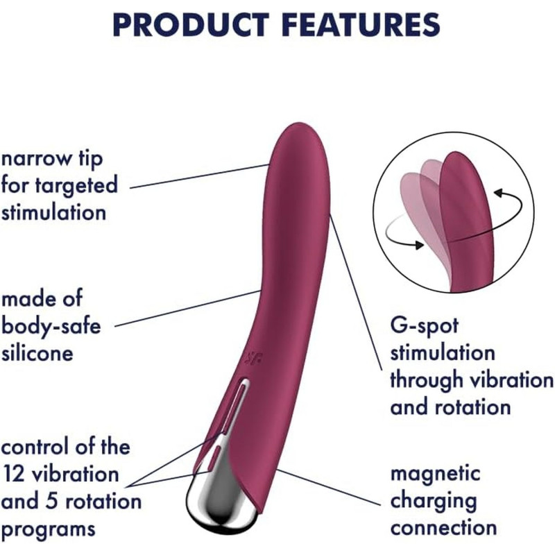 Вибратор для стимуляции точки G c ротацией, синий Satisfyer Satisfyer Spinning Vibe 1 Red
