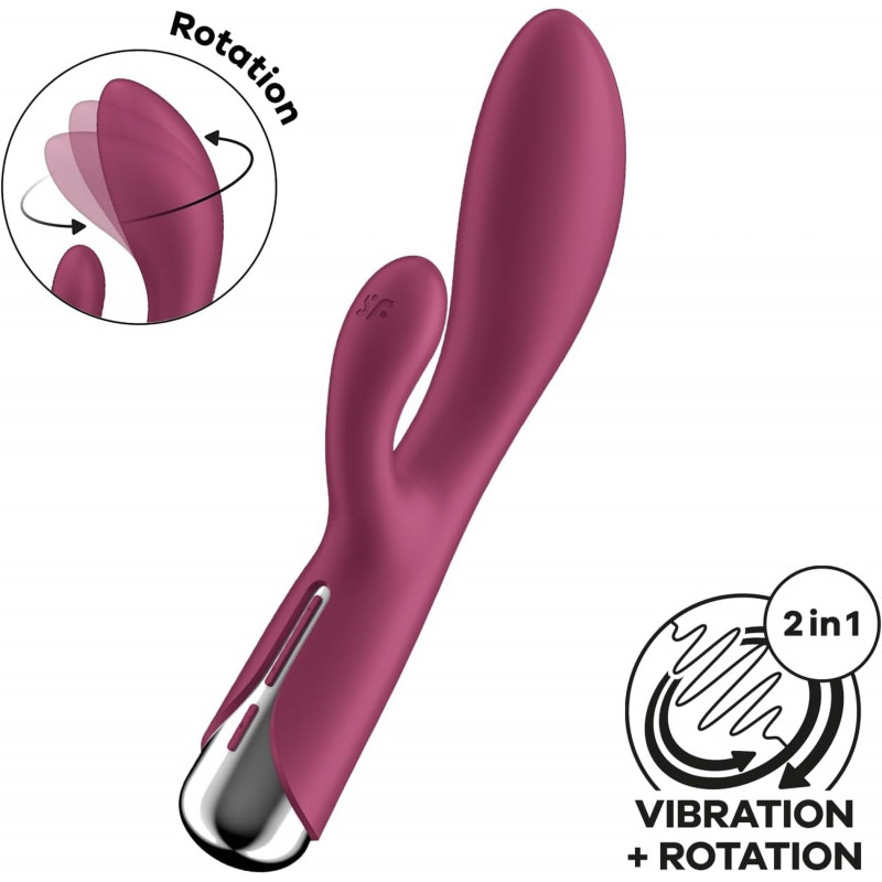 Вибратор для стимуляции точки G c ротацией, бордовый Satisfyer Spinning Rabbit 1 Red