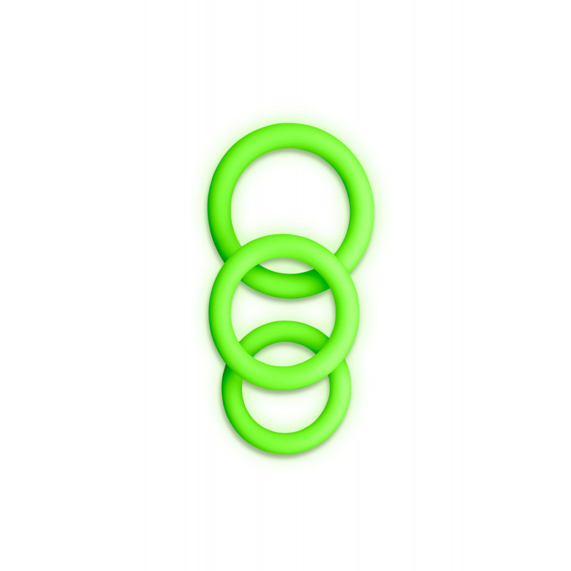 Набор из 3-х эрекционных колец Ouch Glow in the Dark - Neon Green