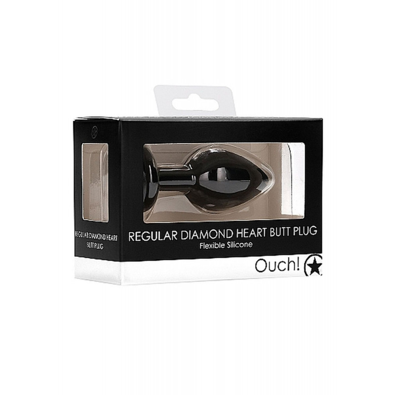 Анальная пробка силиконовая Diamond Heart Butt Plug - Regular - Black