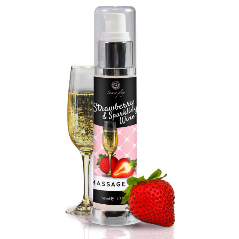 Массажное гель-масло с ароматом клубники и игристого вина STRAWBERRY & SPARKLING WINE MASSAGE OIL, 50 мл