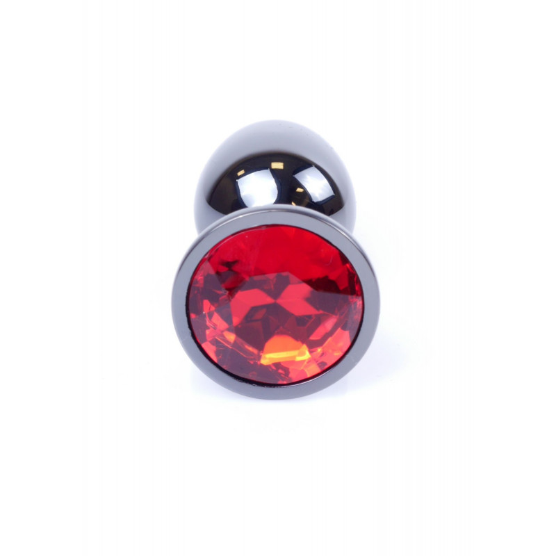 Анальная пробка металлическая размер S Jewellery Dark Silver PLUG- Red