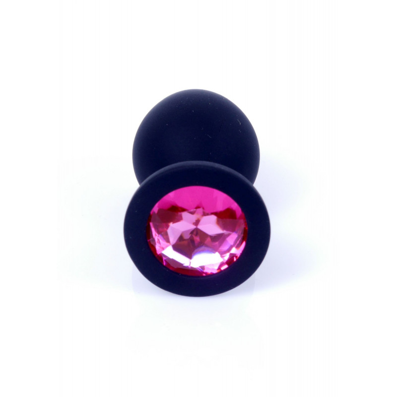 Анальная пробка силиконовая размер M Jewellery Black Silicon PLUG Medium- Pink Diamond