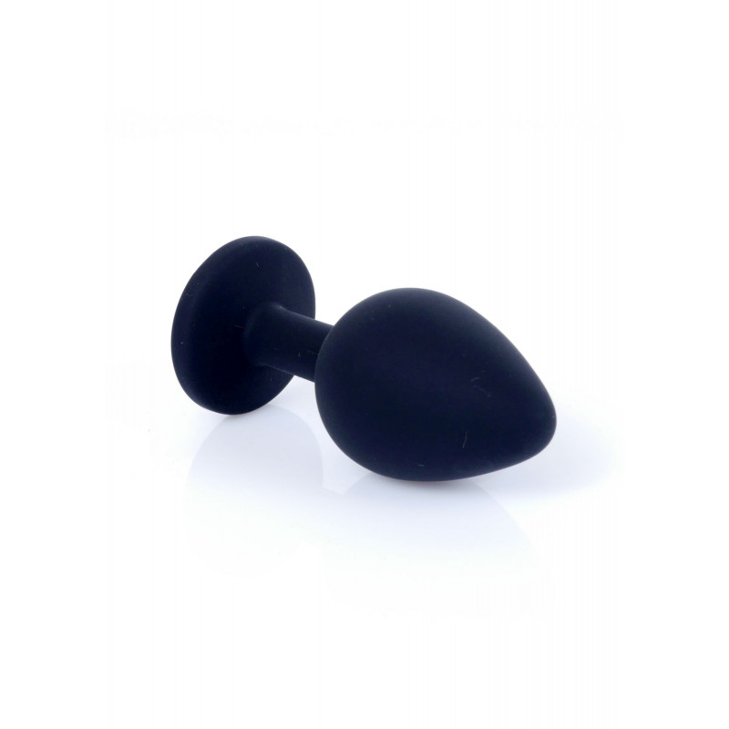 Анальная пробка силиконовая размер M Jewellery Black Silicon PLUG Medium- Pink Diamond