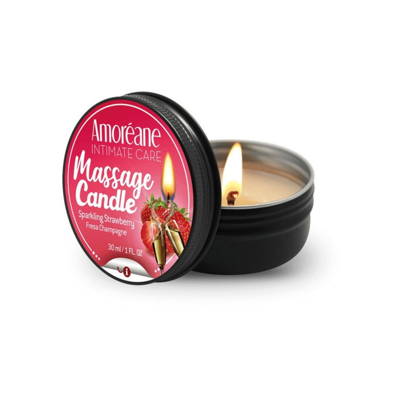 Массажная свеча с ароматом игристая клубника Amoreane Massage Candle Sparkling Strawberry, 30 мл
