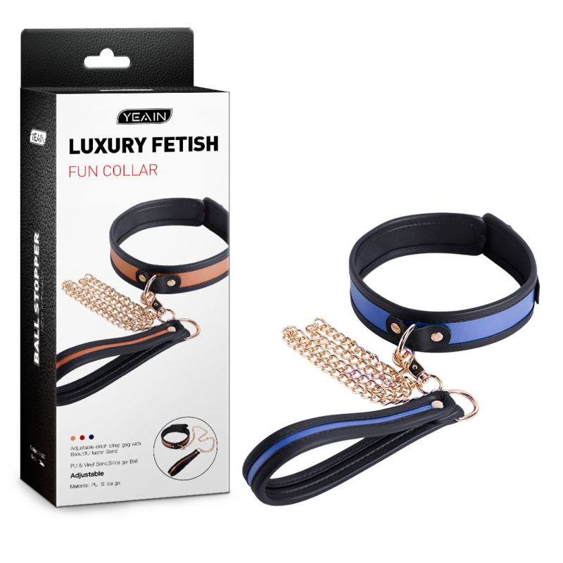 Ошейник с поводком Yeain Luxury Fetish Blue Black